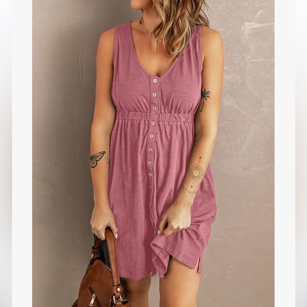 Button down Aline pink dress unbranded size M women’s